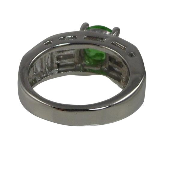 Vintage Sterling Silver Simulated Diamond Emerald Engagement Wedding Ring Band 7 - Picture 3 of 10